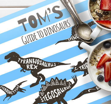 Podkładki pod talerze z imieniem Dinozaury z imionami - TenStickers