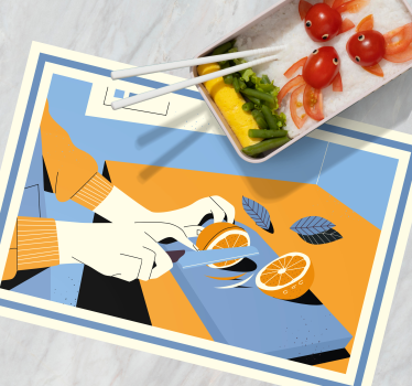 Podkładka na stół nowoczesna krojenie świeżych pomarańczy - TenStickers