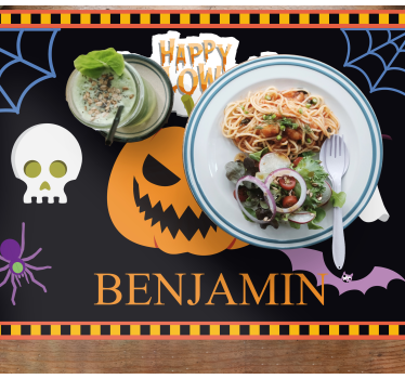 Podkładki na stół prostokątne Dzieci Halloween wzór z imieniem - TenStickers