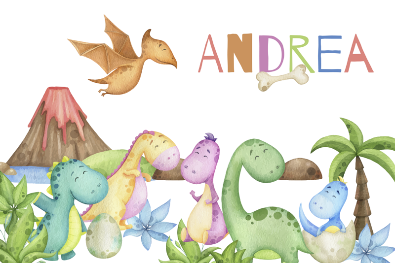 Podkładka na stół z imieniem scena jurajska - TenStickers