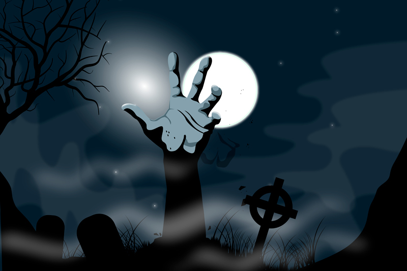 Podkładka na stół halloween scena strasznego cmentarza - TenStickers