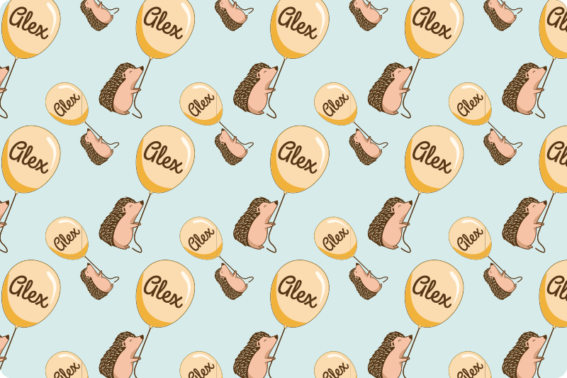 Podkładka na stół dla dzieci jeżyk z balonami i imieniem - TenStickers