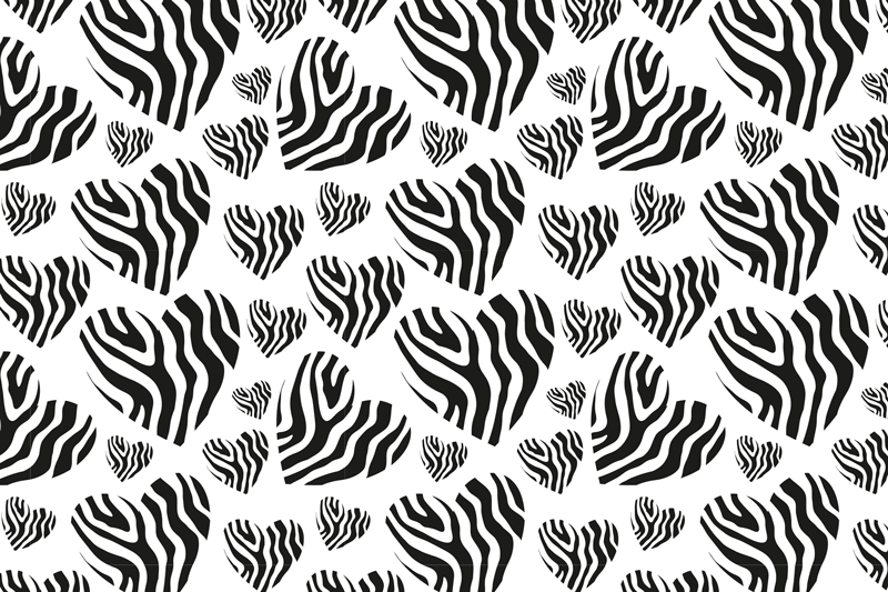 Podkładka na stół z wzorami zebra w serca - TenStickers