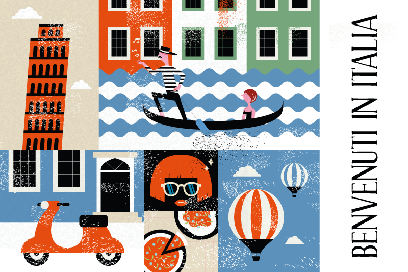 Podkładka na stół oryginalna wibrująca włoska scena - TenStickers