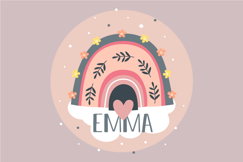 Podkładki na stół z imieniem Tęcza z imionami dla dzieci - TenStickers