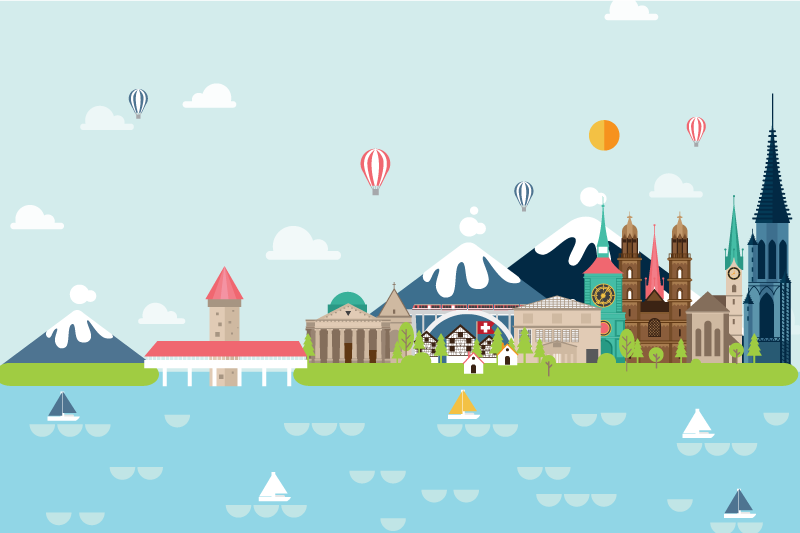 Podkładka na stół oryginalna kolorowa panorama miasta - TenStickers