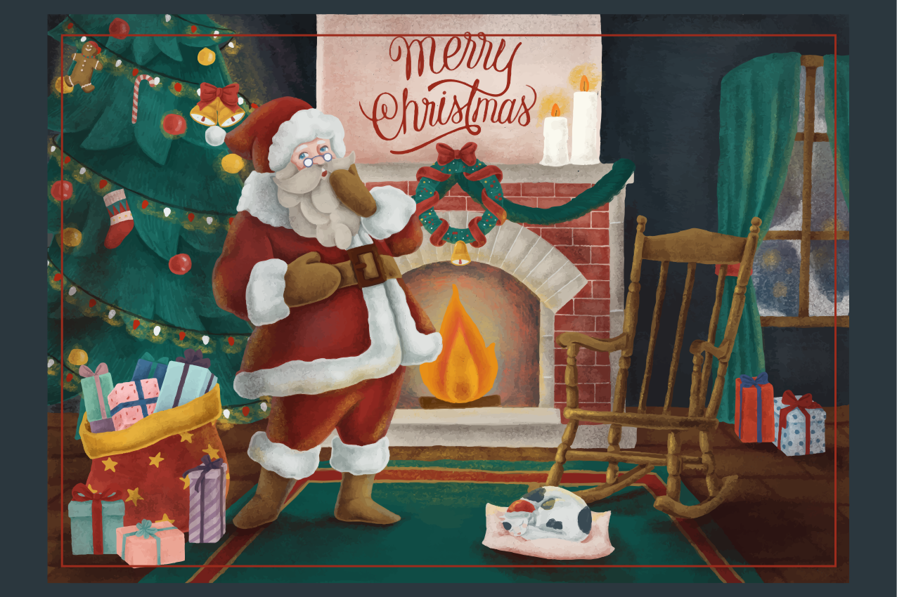 Podkładka na stół świąteczna zgromadzenie mikołajów - TenStickers