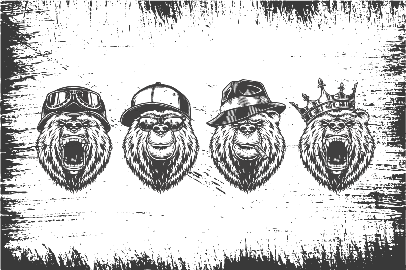 Podkładka na stół oryginalna portrety stylowych niedźwiedzi - TenStickers