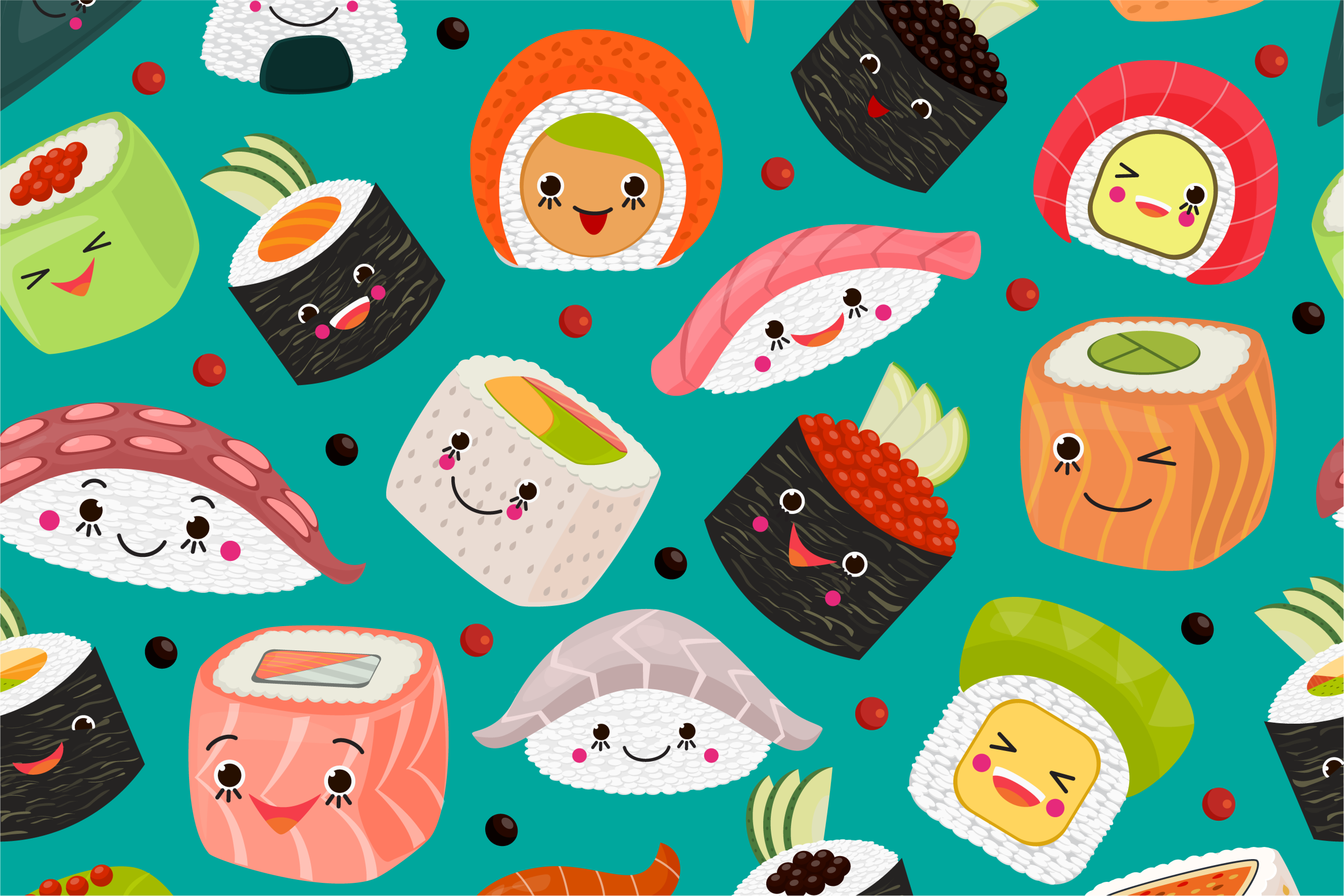Podkładka na stół dla dzieci z uroczymi sushi - TenStickers
