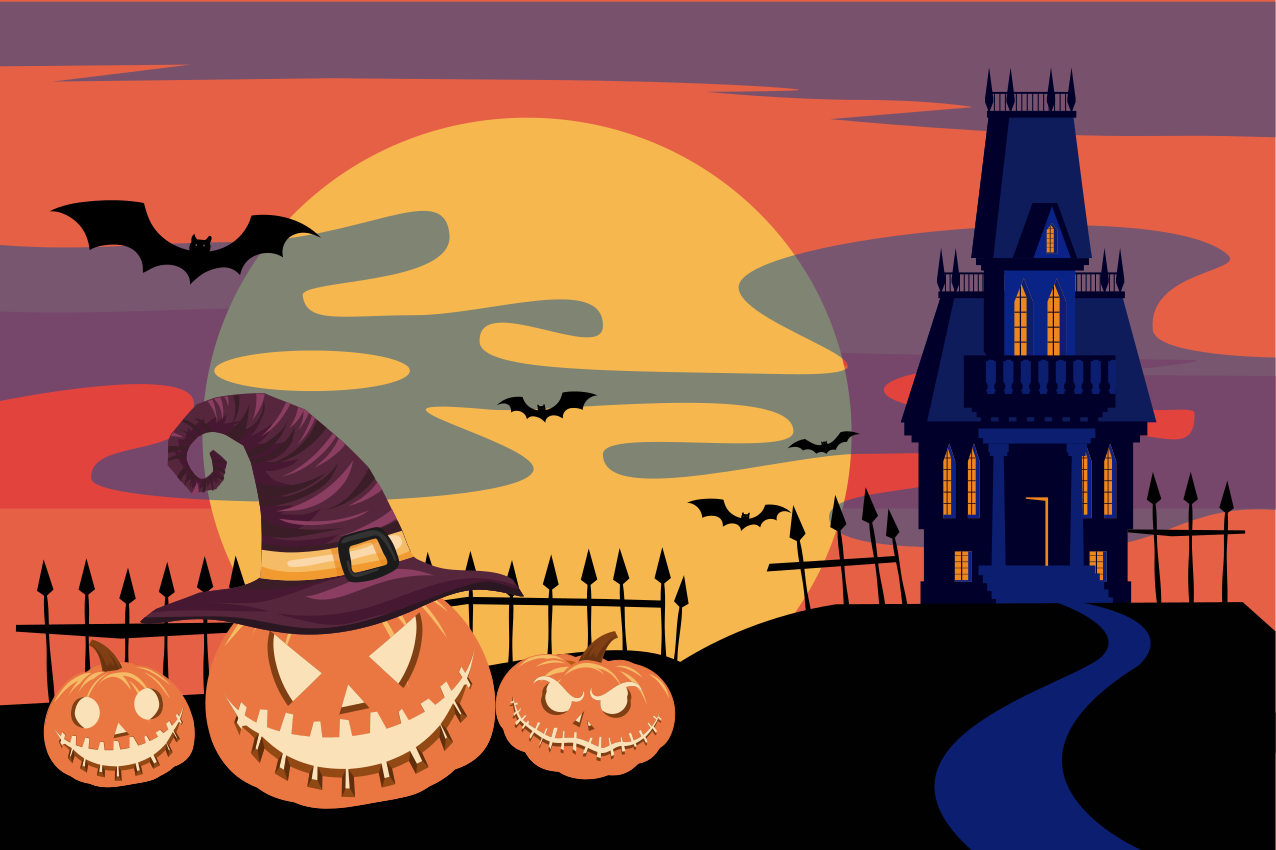 Podkładka na stół halloween scena z koszmarem dyniowym - TenStickers