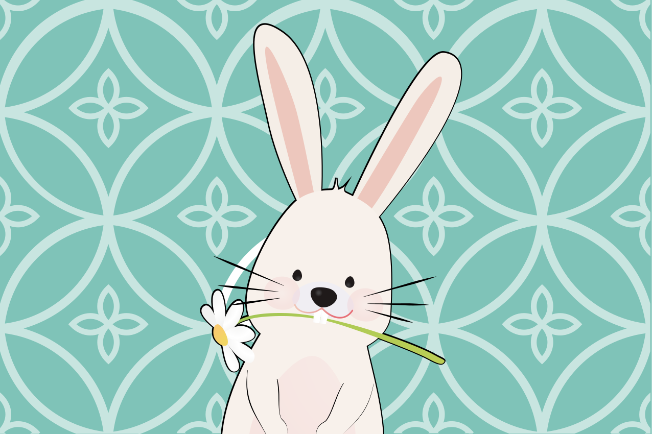 Podkładka na stół dla dzieci uroczy króliczek z kwiatkiem - TenStickers