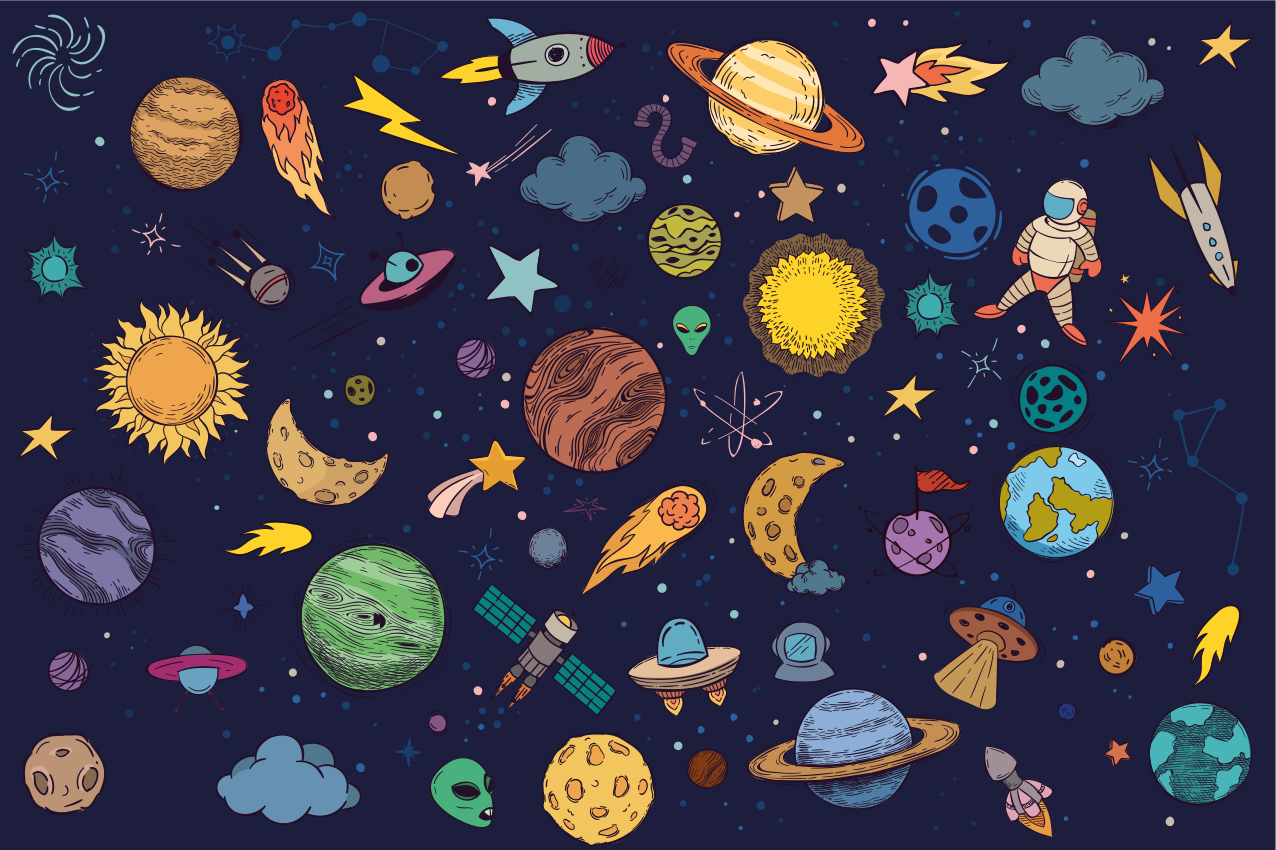 Oryginalna podkładka na stół Dużo symboli kosmicznych - TenStickers