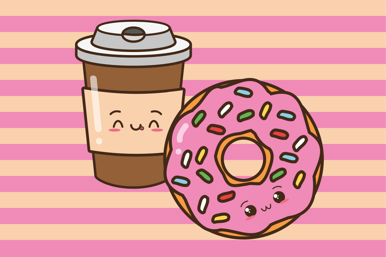 Podkładka na stół dla dzieci uroczy donut z kawą - TenStickers