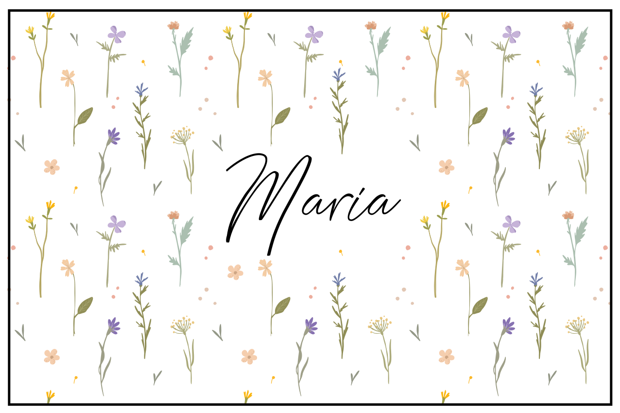 Podkładki na stół z imieniem kolorowe kwiaty ogrodowe - TenStickers