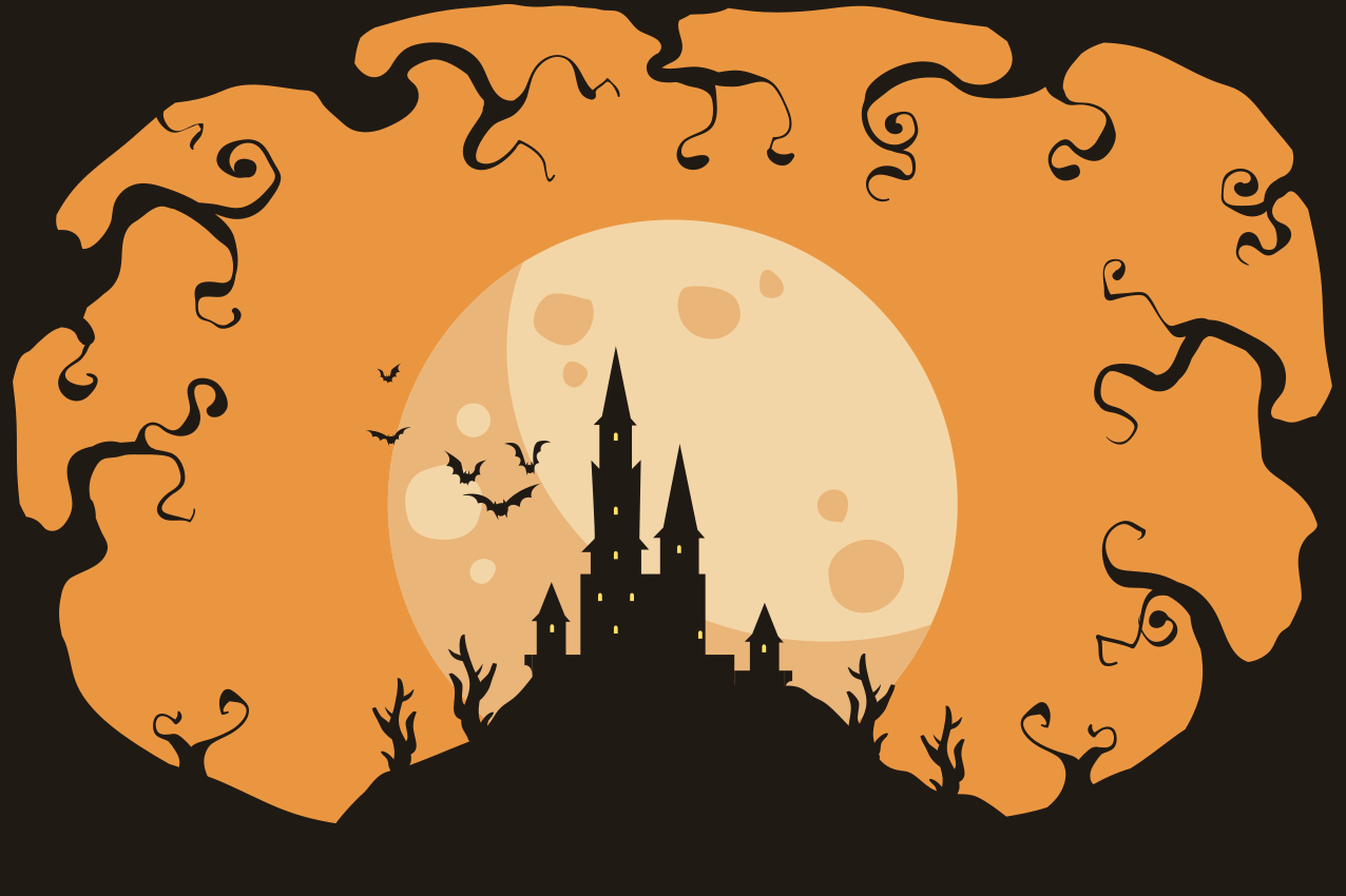 Podkładka na stół Halloween Zamek w pomarańczową noc - TenStickers