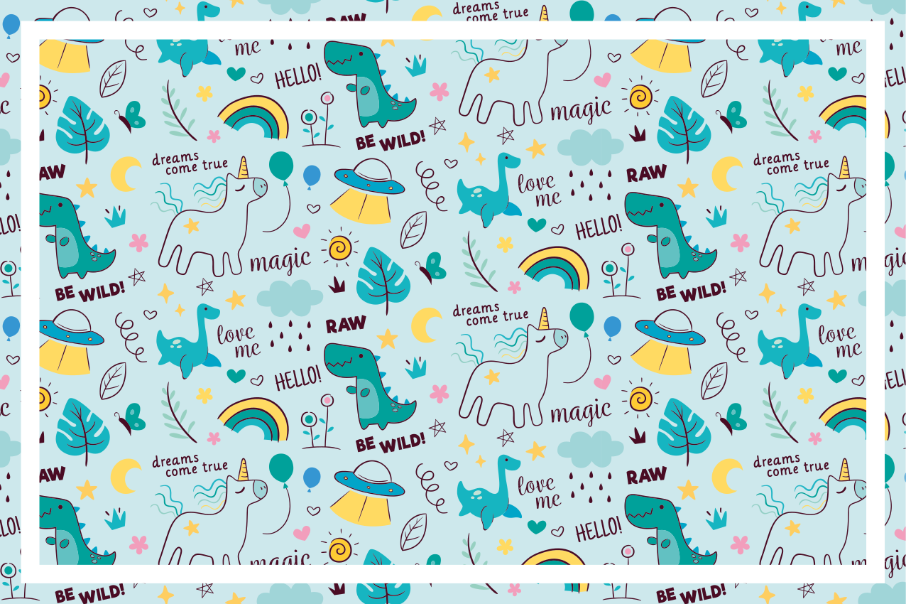 Podkładka na stół dla dzieci kolorowa dino fantazja - TenStickers