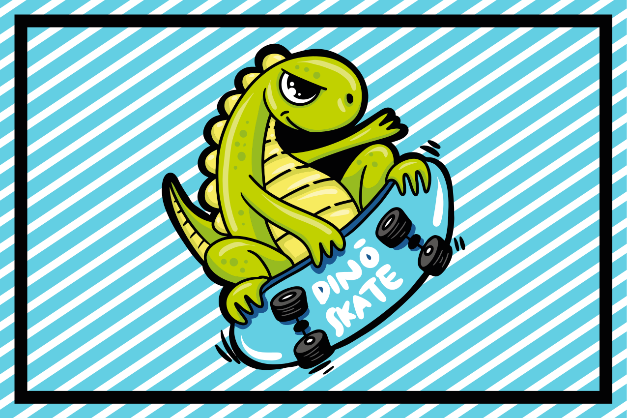 Podkładka na stół dla dzieci dino przygoda na deskorolce - TenStickers
