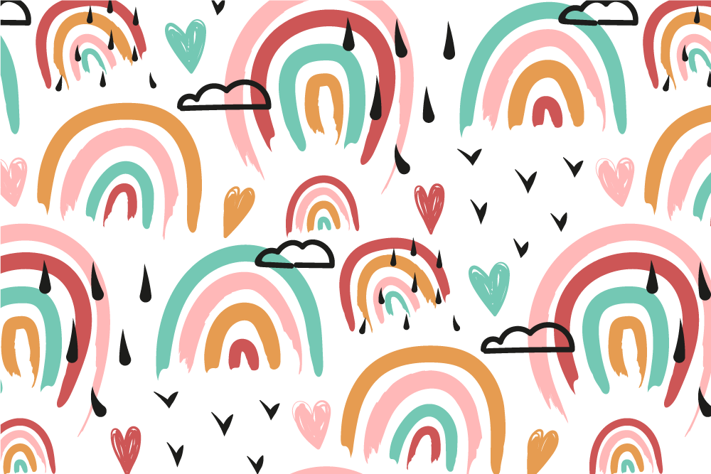 Podkładka na stół dla dzieci wzór tęczowych serc - TenStickers