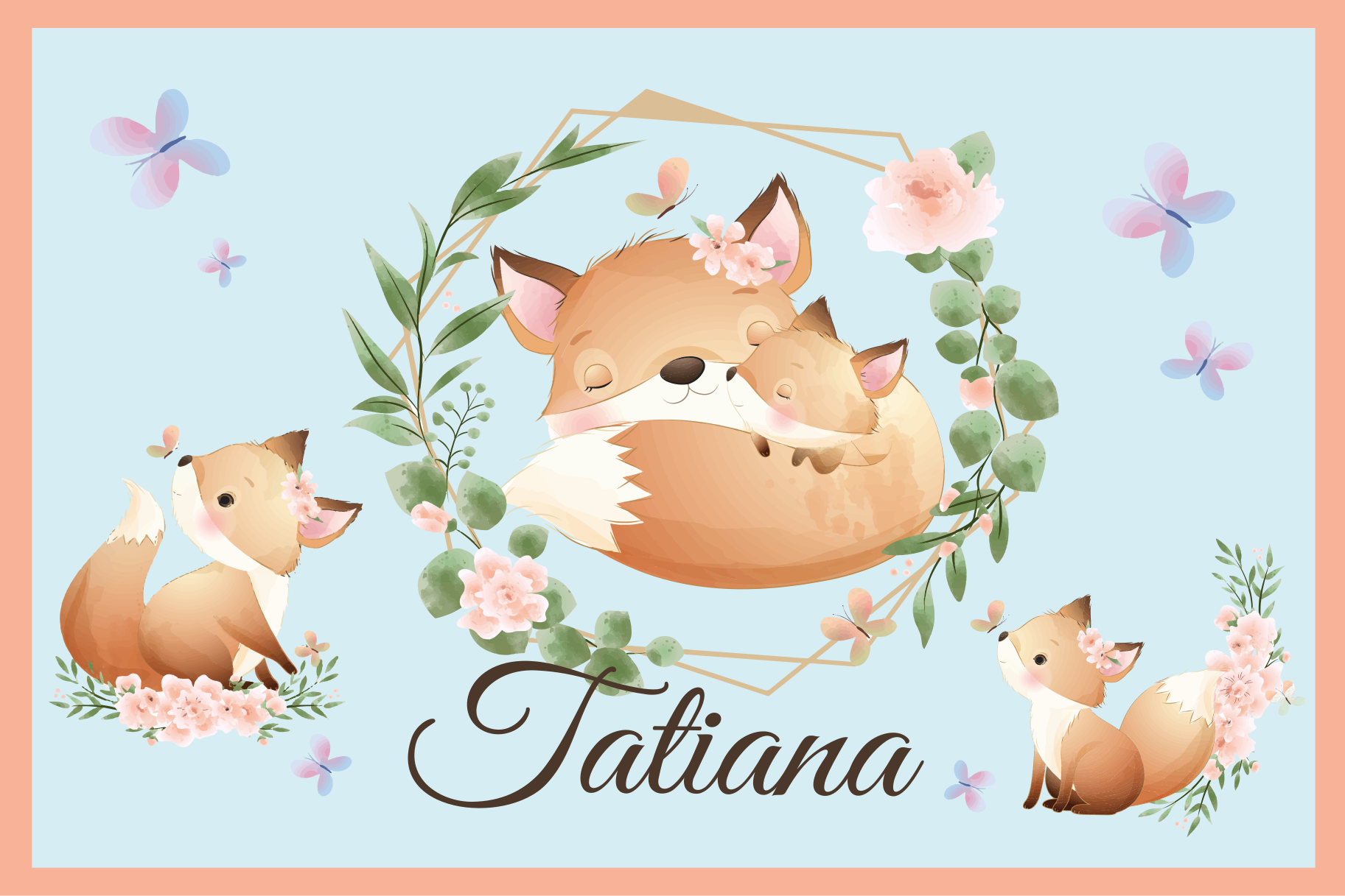 Podkładka na stół dla dzieci urocza rodzina lisów - TenStickers