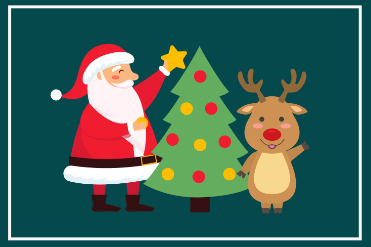 Podkładka na stół świąteczna mikołaj i renifery - TenStickers