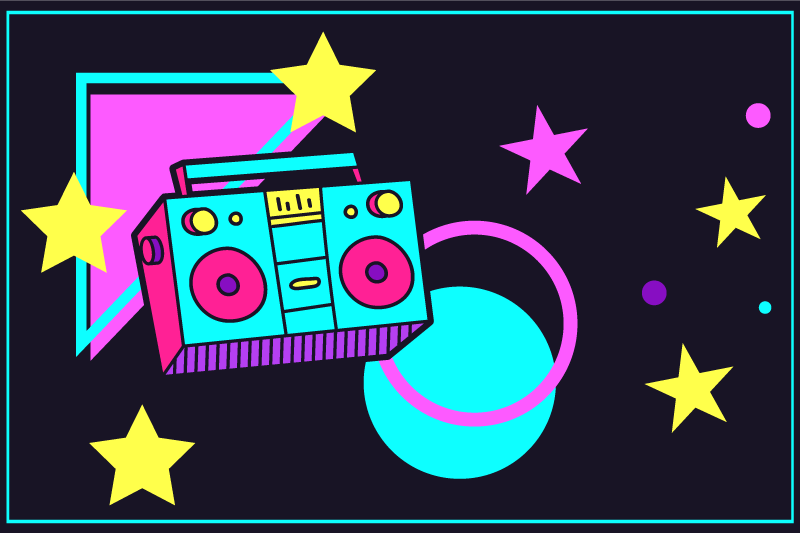 Podkładka na stół oryginalna kolorowy retro boom box - TenStickers
