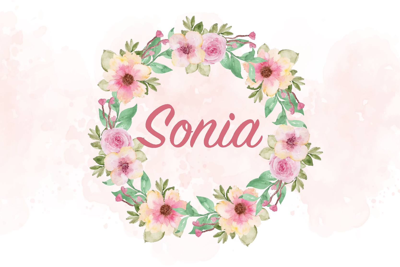 Podkładka na stół z imieniem akwarelowe kwiaty - TenStickers