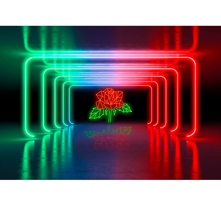 Fototapeta 3D neonowa róża  - TenStickers
