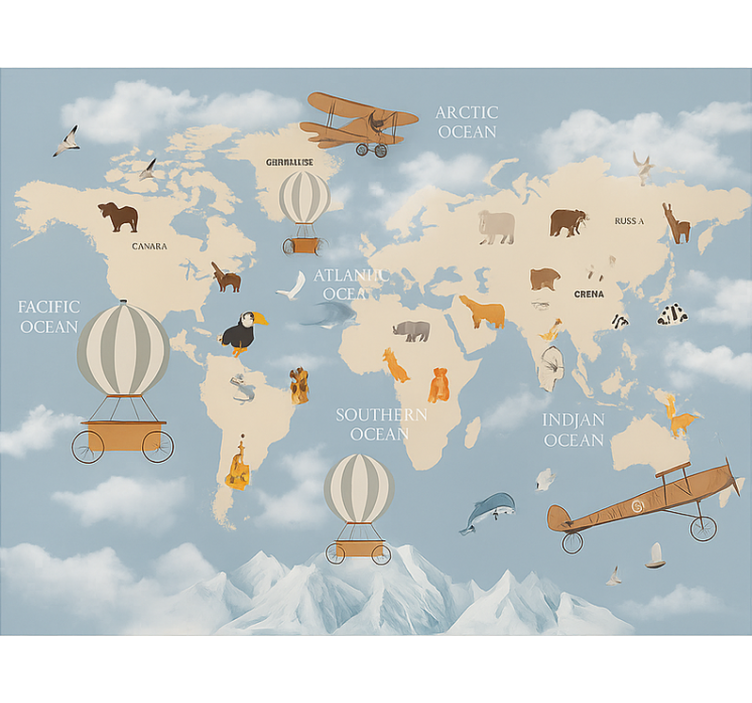 Fototapeta do pokoju dziecka mapa świata dla dzieci - TenStickers