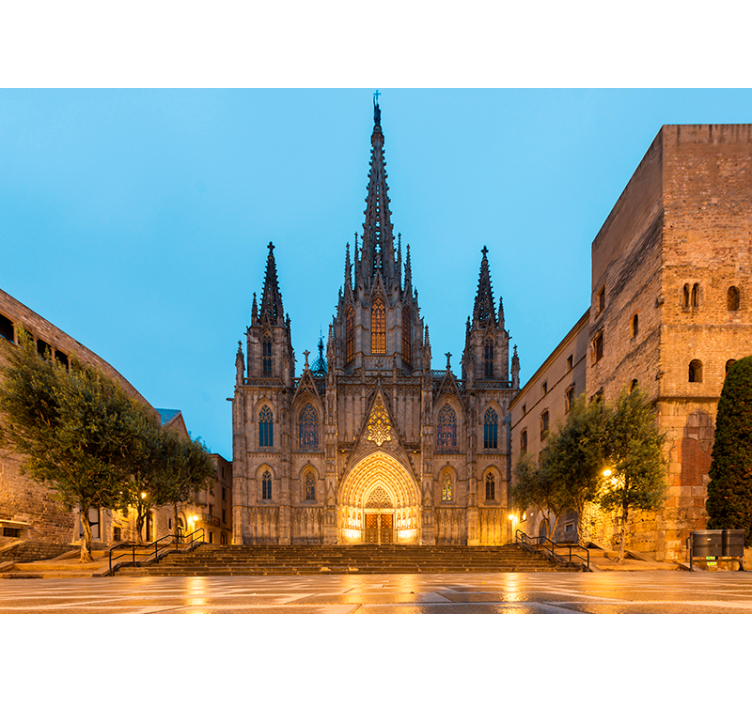 Fototapeta Barcelona gotycka noc katedralna - TenStickers