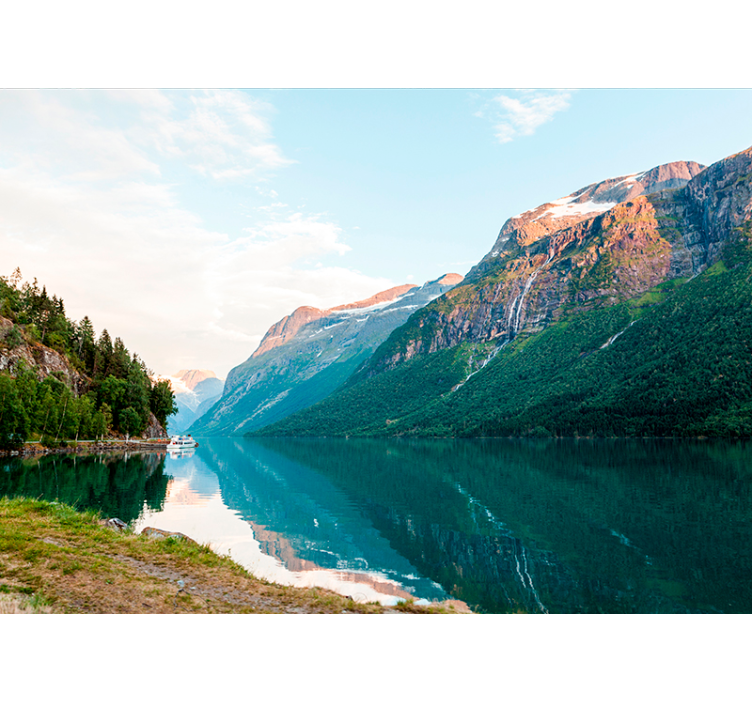 Fototapeta drewniany krajobraz w jeziorze jezioro - TenStickers