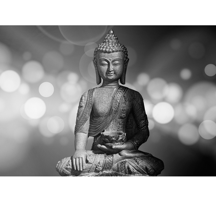 Srebrny budda zen fototapeta - TenStickers