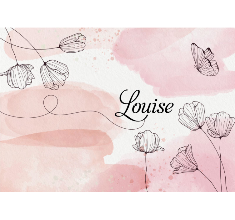 Tapeta do pokoju młodzieżowego piękne kwiaty z imieniem - TenStickers