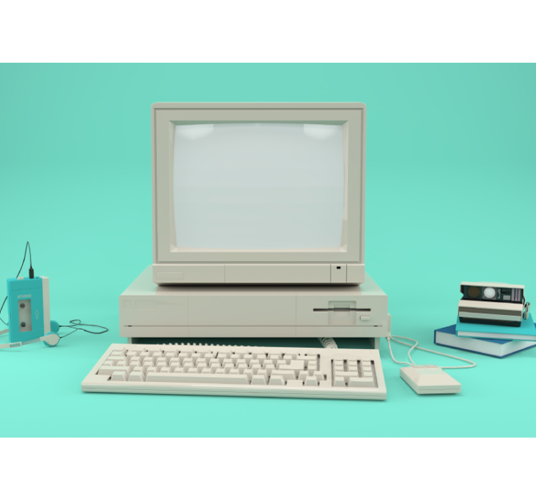 Fototapeta z pojazdami konfiguracja starego komputera - TenStickers