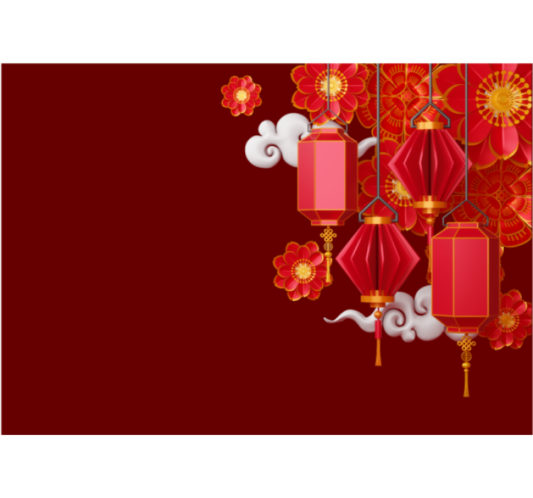 Fototapeta Budda lampiony i kwiaty - TenStickers