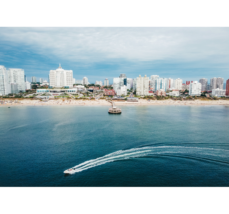 Fototapeta miasto panorama nadmorskiego miasta - TenStickers