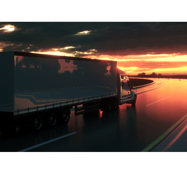 Fototapeta ciężarówka w zachodzie słońca - TenStickers