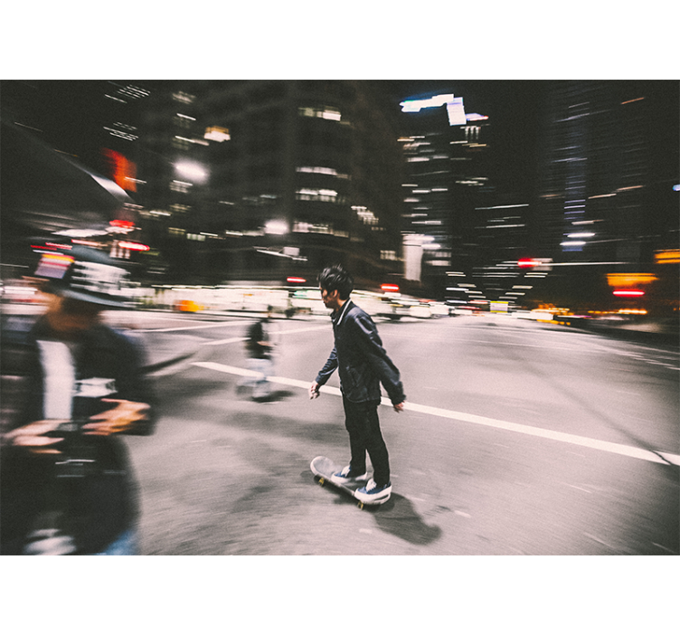 Fototapeta miasto nocny skateboarding w mieście - TenStickers