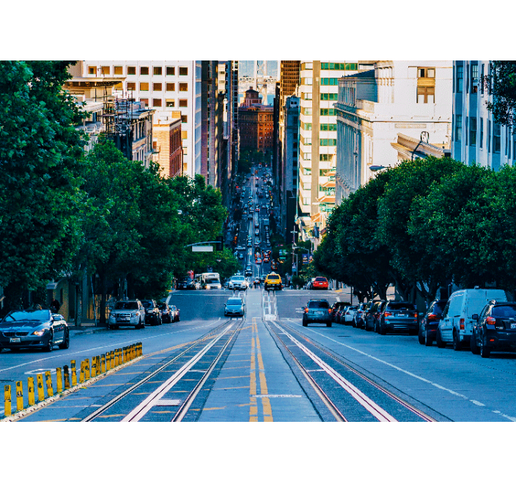 Fototapeta miasto widok ulicy w mieście - TenStickers