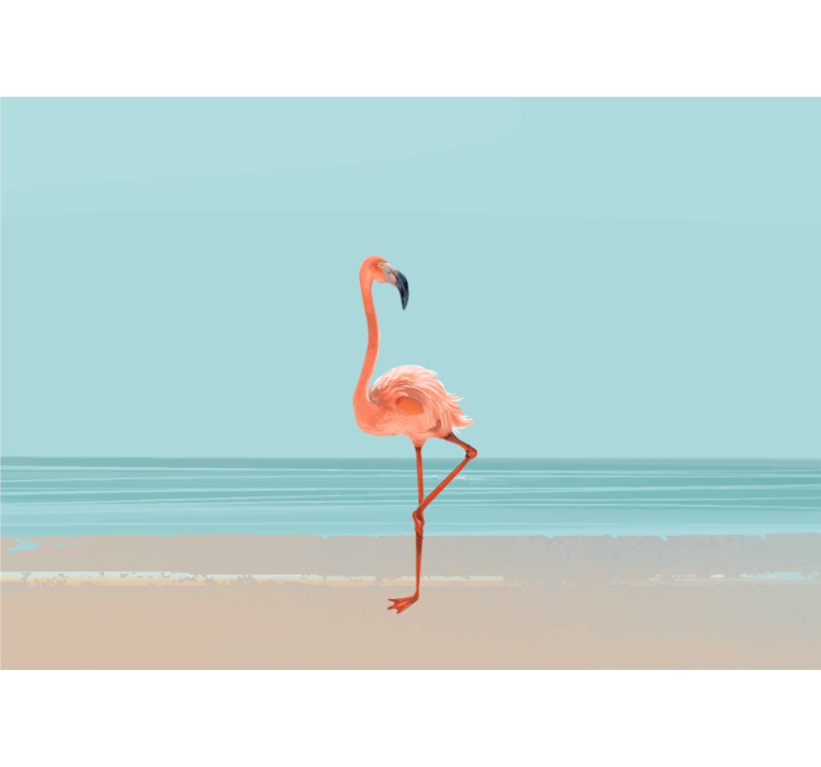 Fototapeta morze flamingo nad brzegiem - TenStickers
