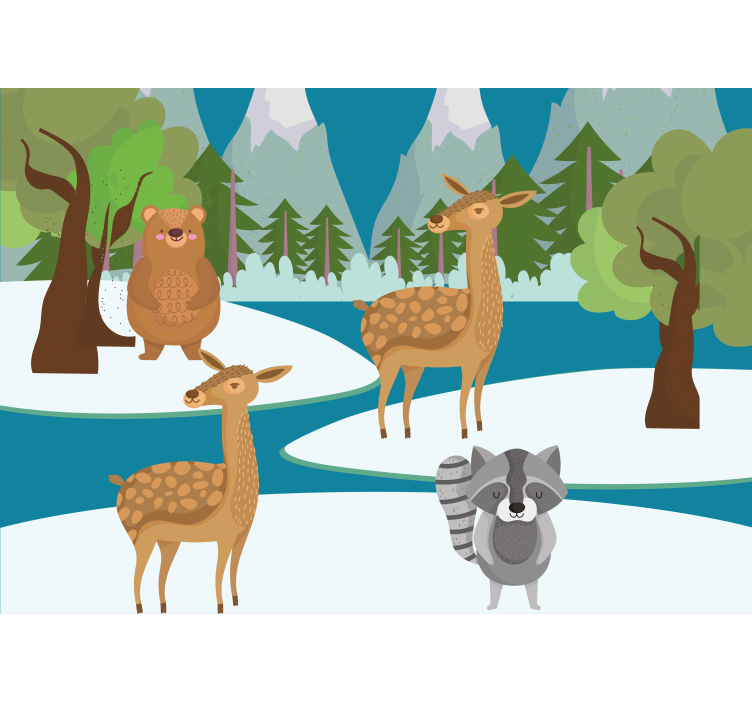 Fototapeta do pokoju dziecka z rysunkami leśnych zwierząt - TenStickers