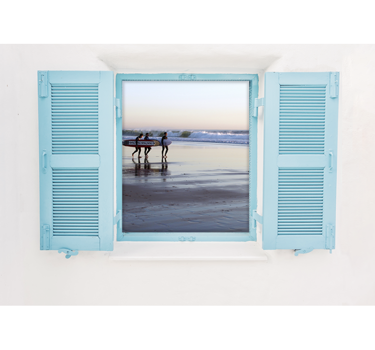 Fototapeta miasto scena surfingu na plaży - TenStickers