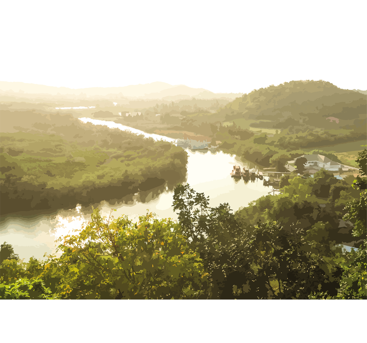 Fototapeta krajobraz spokojny widok na rzekę - TenStickers