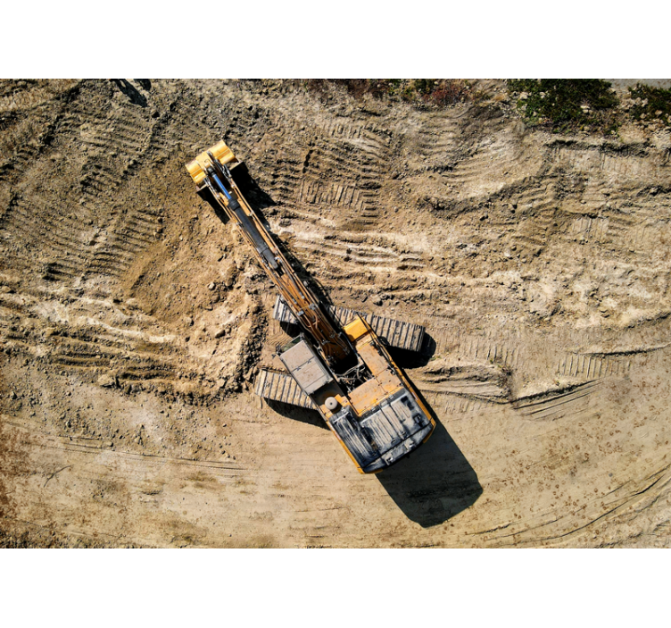 Fototapeta z pojazdami koparka w akcji - TenStickers