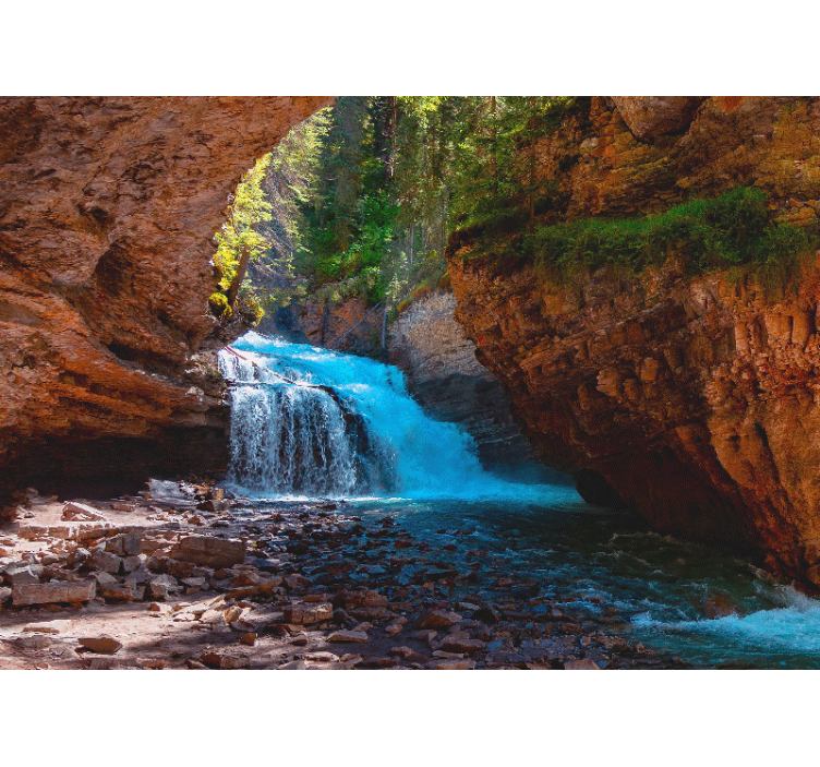 Fototapeta góry z widokiem na wodospad - TenStickers