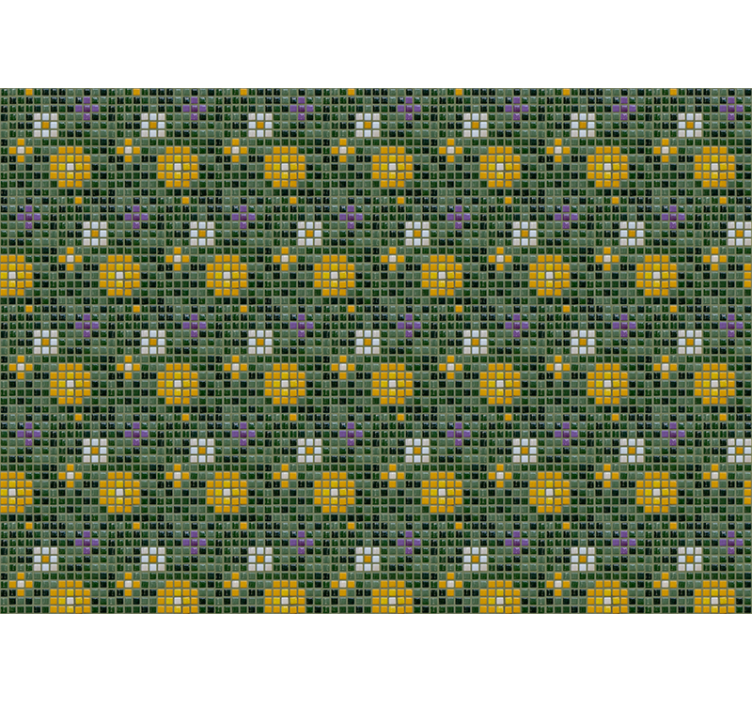 Fototapeta do łazienki żywy kwiatowy wzór na kafelkach - TenStickers