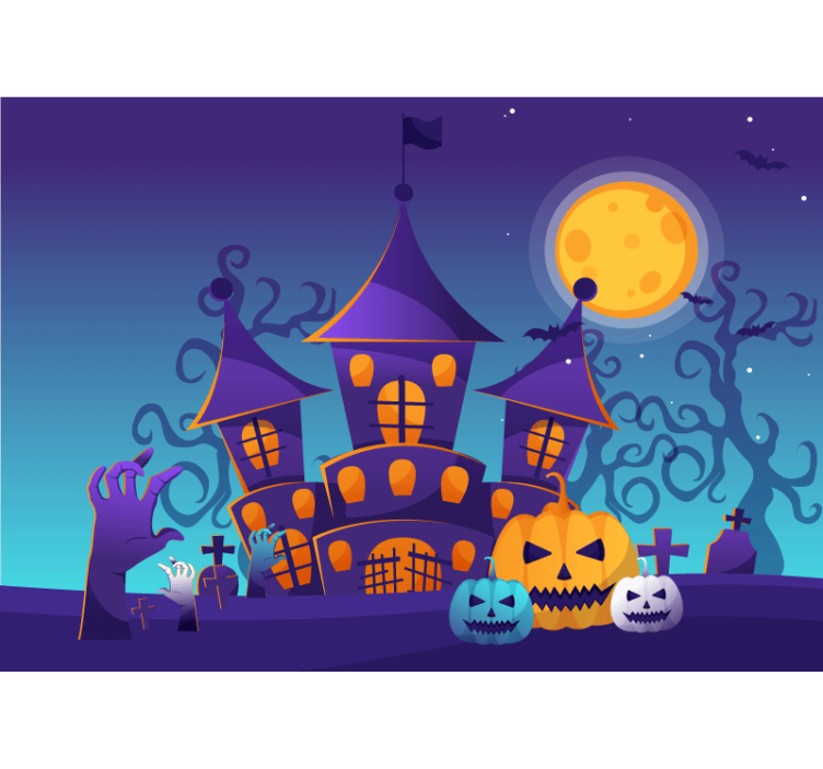 Fototapeta halloween scena nawiedzonego zamku - TenStickers