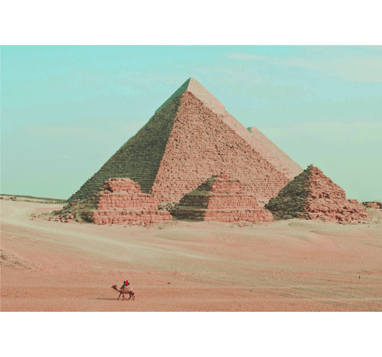 Fototapeta miasto z wizerunkiem piramid i wielbłądów - TenStickers