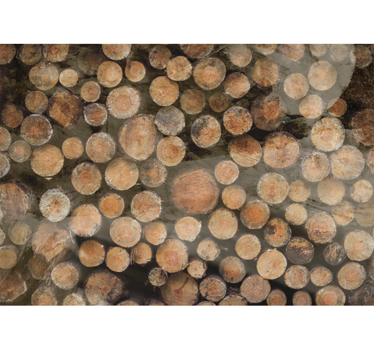 Fototapeta tekstury i wzory ułożenie drewnianych kłód - TenStickers