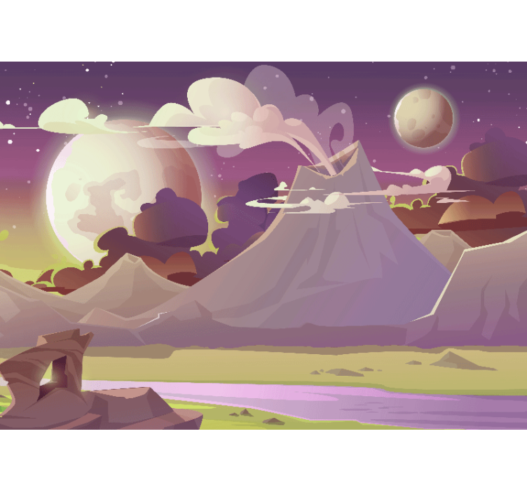 Fototapeta fantasy scena gór w fantazji - TenStickers