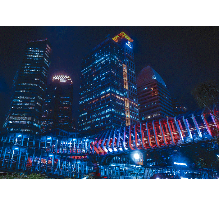 Fototapeta miasto nowoczesna panorama nocą - TenStickers